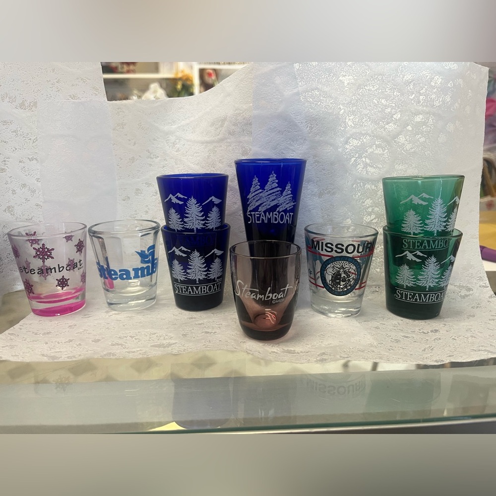 Bundle of 9 Steamboat Shot Glasses Colorful